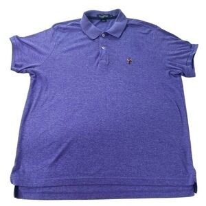 US Polo Assn Men Polo Shirt XL Purple Solid Embroidered Logo Short Sleeve Preppy